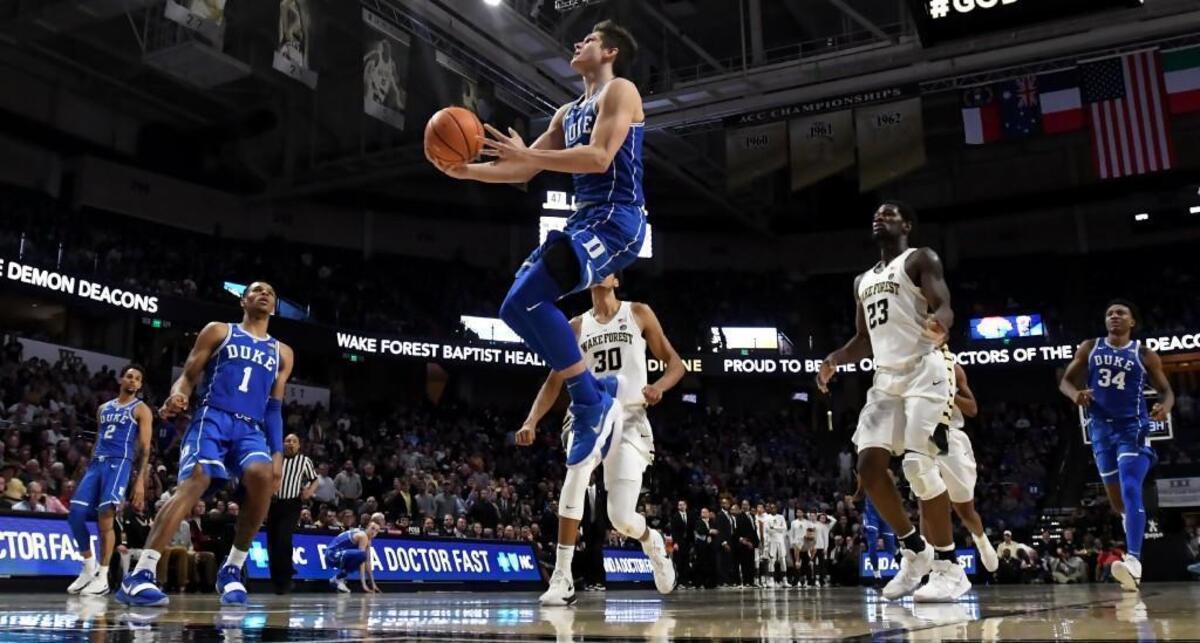 Duke guard Grayson Allen goes in for a shot against Wake Forest on Tuesday. Allen finished the game with 17 points.