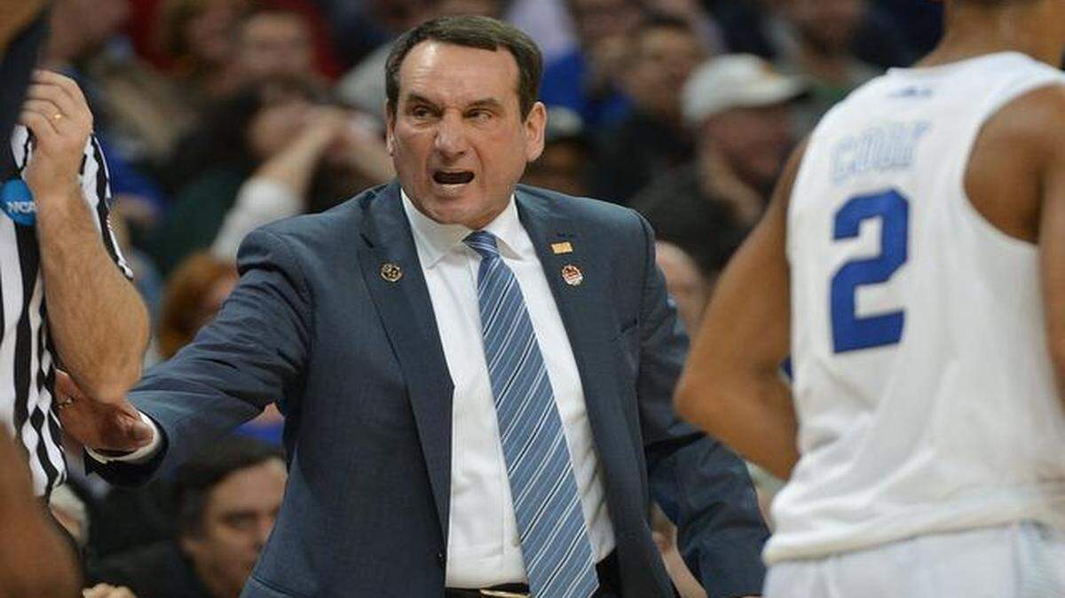 
Duke coach Mike Krzyzewski is livid as Robert Morris makes a comeback in the second half and calls for a time-out to talk with his team during the Blue Devils’ 85-56 win at the Time-Warner Cable Arena in Charlotte.
