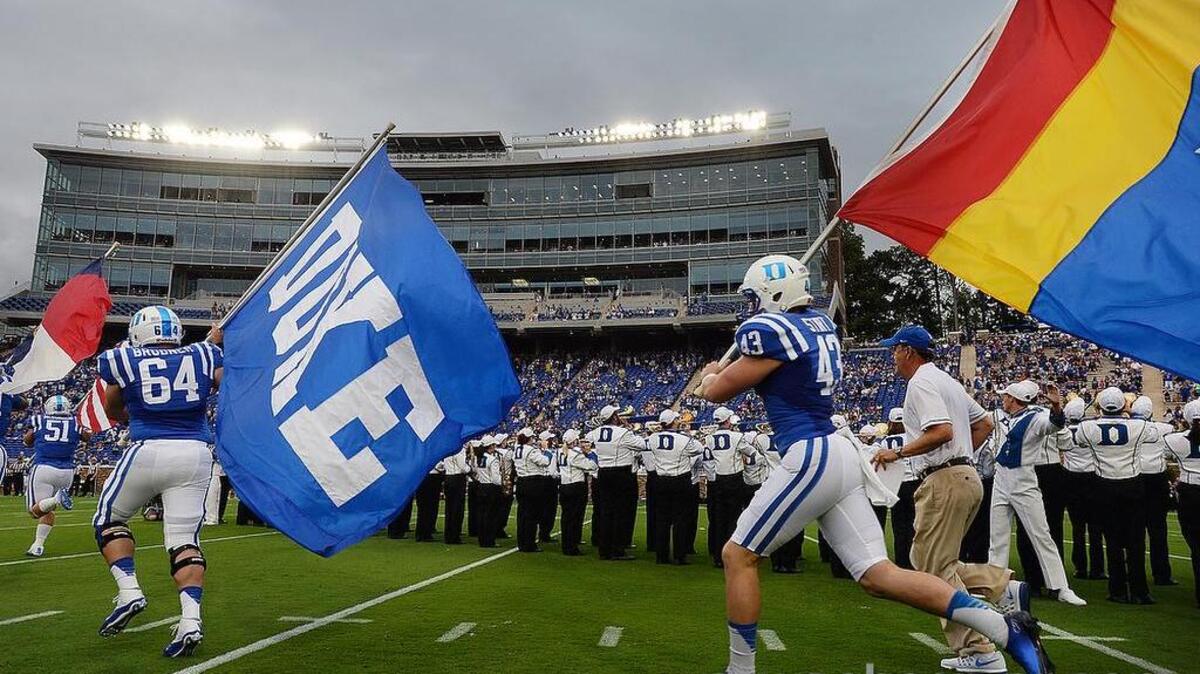Duke takes the field at the newly renovated Wallace Wade Stadium in Durham, N.C. Saturday ,Sept. 3, 2016.