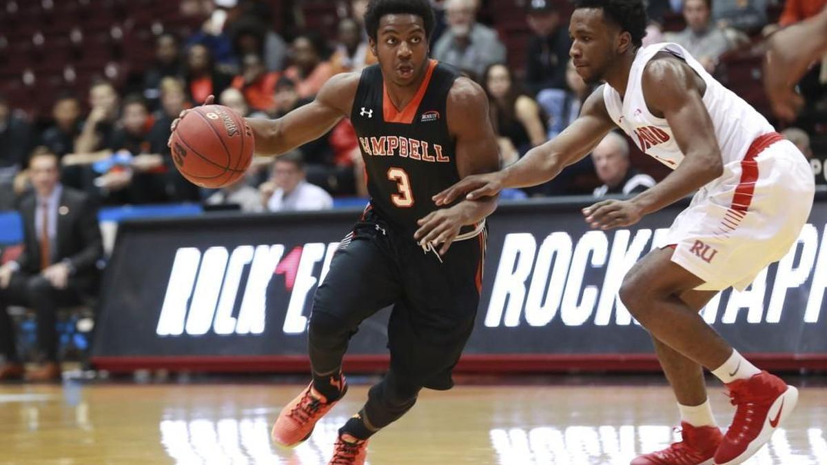 Campbell’s Chris Clemons, left, is on the NBA’s early entrants draft list. The sophomore guard scored 51 out of his team’s 81 points against UNC Asheville in the Big South conference quarterfinals game in March.