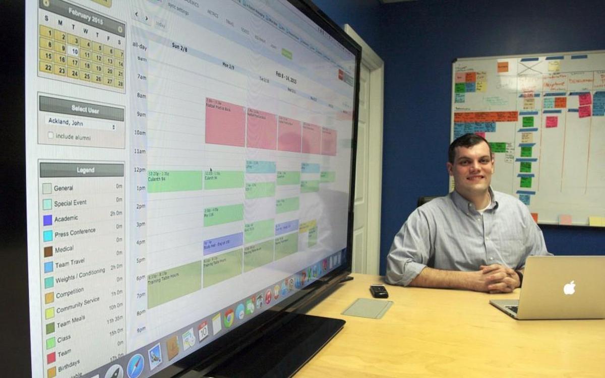 Zach Maurides shows a schedule on the Teamworks website in 2015. Maurides, a former Duke football player, developed the app during his sophomore year as a way to stay organized.