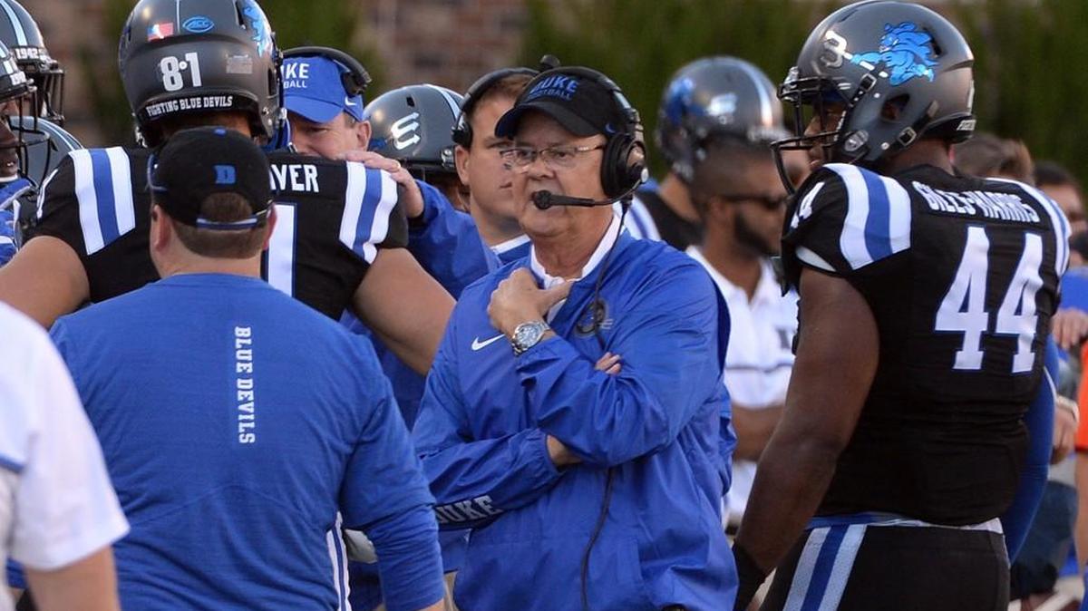 Duke head coach David Cutcliffe, during a Nov. 5, 2016 game against Virginia Tech.