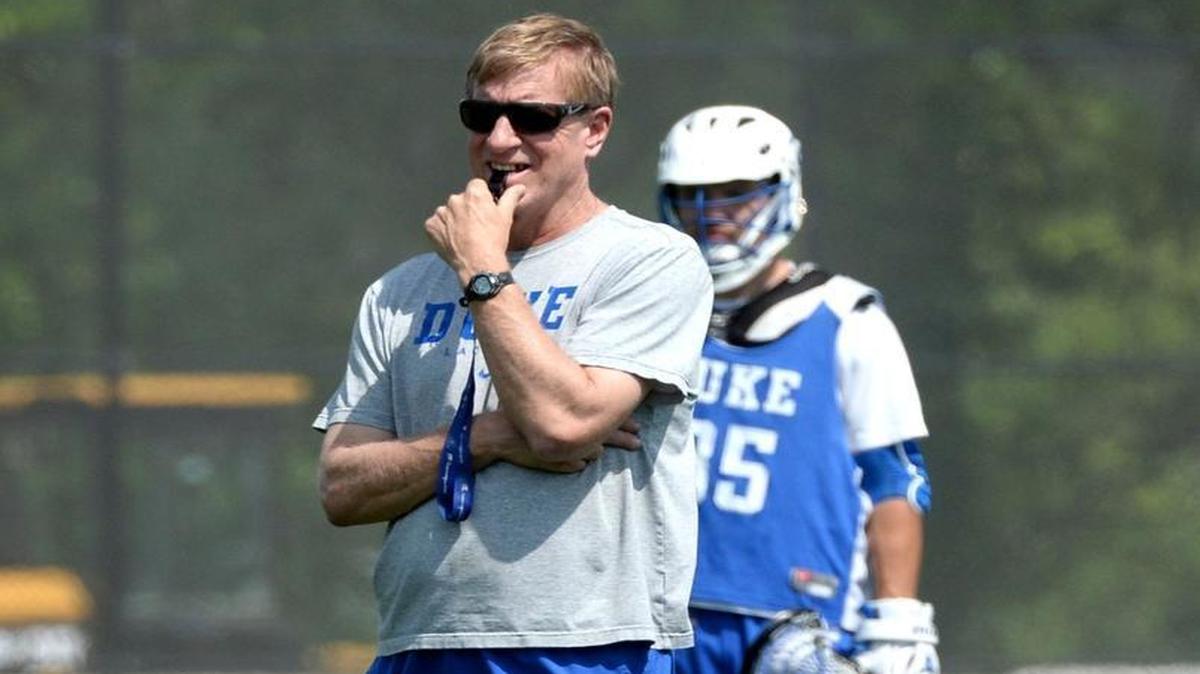 Duke lacrosse head coach John Danowski at practice on May 6, 2015.