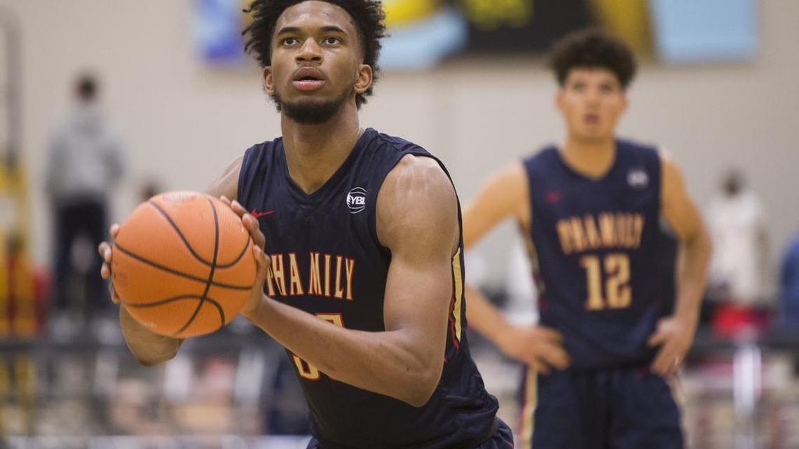 Marvin Bagley III, wearing number 35, competes in Nike's Elite Youth Basketball League in Indianapolis on April 28, 2017. Bagley played for Nike Phamily 17U.
