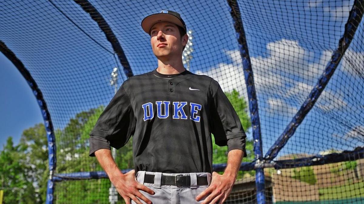 Duke’s Nick Hendrix, who missed part of a season after being hit in the head by a foul ball that cracked his skull, is now a graduate student captain on the team.