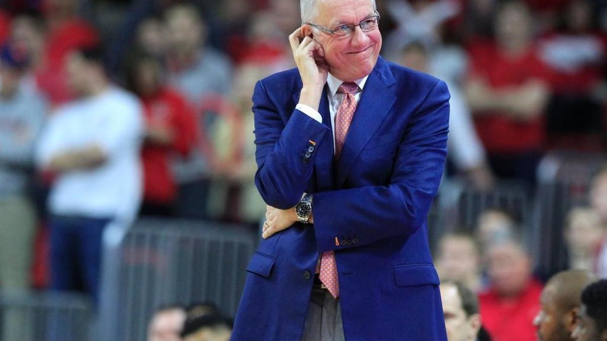 Syracuse's head coach Jim Boeheim watches during the second half of N.C. State's 71-57 victory over Syracuse at PNC Arena in Raleigh, N.C., Saturday, March 7, 2015.