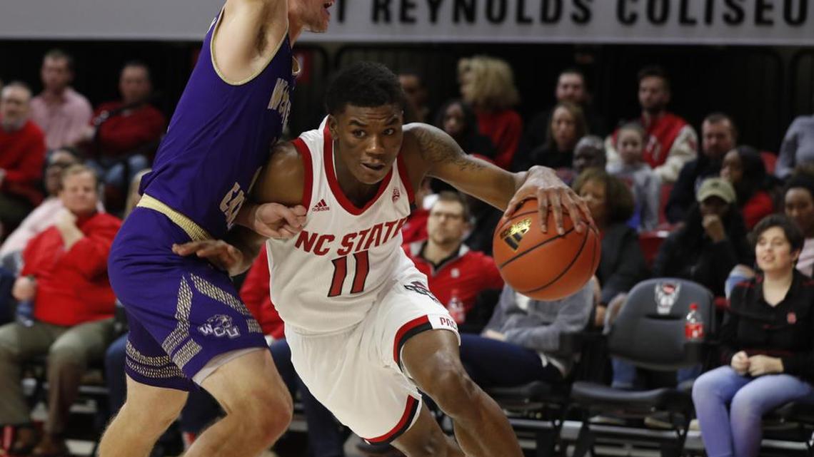 Markell Johnson during the second half of N.C. State’s 100-67 victory over Western Carolina at Valvano Arena at Reynolds Coliseum in Raleigh, N.C., Wednesday, Dec. 5, 2018.