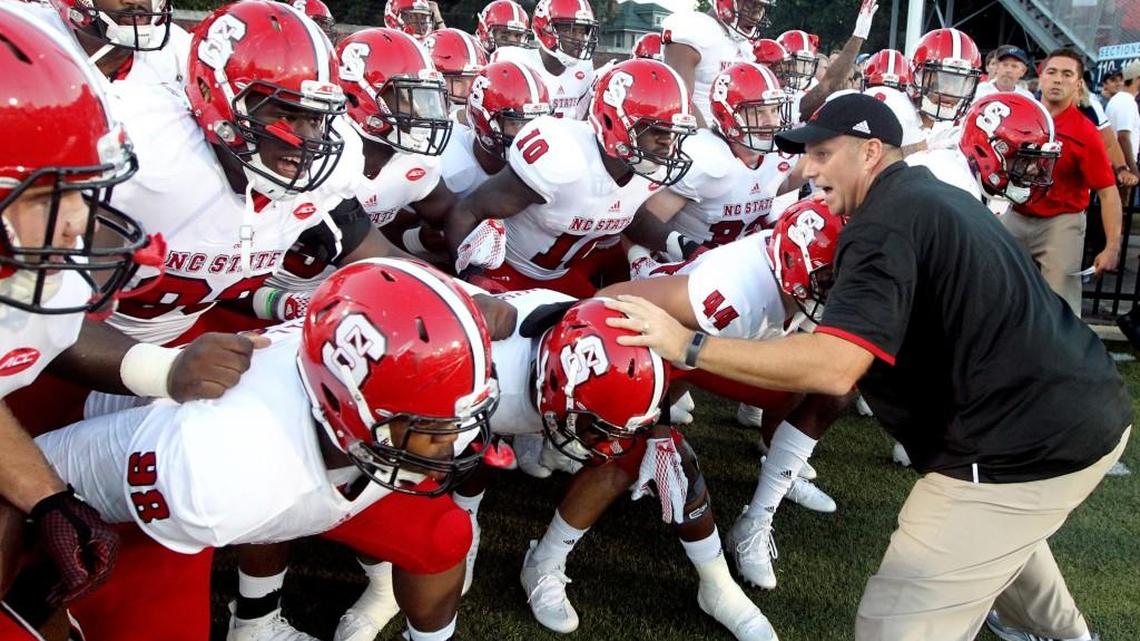 
N.C. State head coach Dave Doeren gets ready to lead his team out onto the field before the Wolfpack's game against Old Dominion in September.
