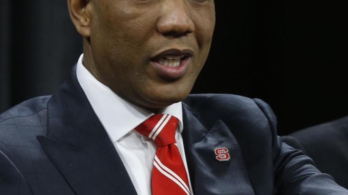 N.C. State head men's basketball coach Kevin Keatts talks during an introductory press conference at Reynolds Coliseum on March 19, 2017.