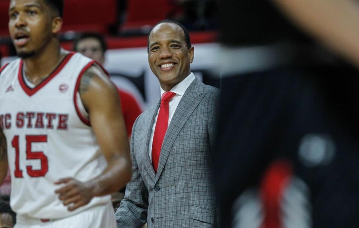 N.C. State's head coach Kevin Keatts coaches against VMI during the second half of the N.C. State's season opener.