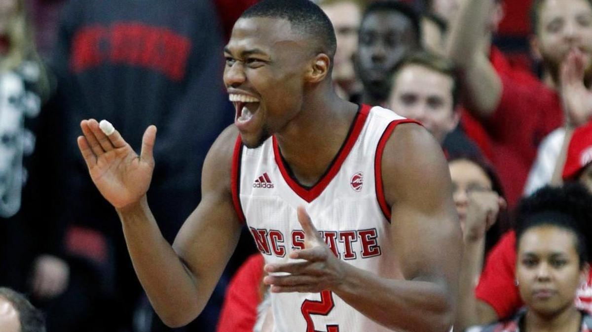 N.C. State's Torin Dorn (2) is pumped during the first half of the Wolfpack's game against Virginia Tech at PNC Arena in Raleigh, N.C., Wednesday, January 4, 2017.