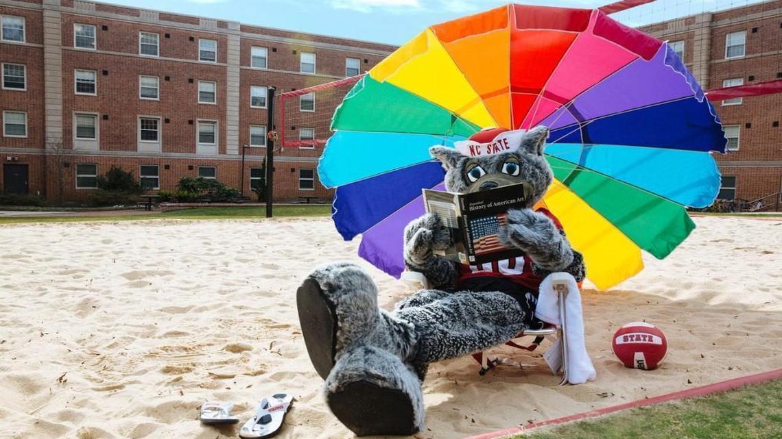 N.C. State University’s Mr. Wuf mascot.