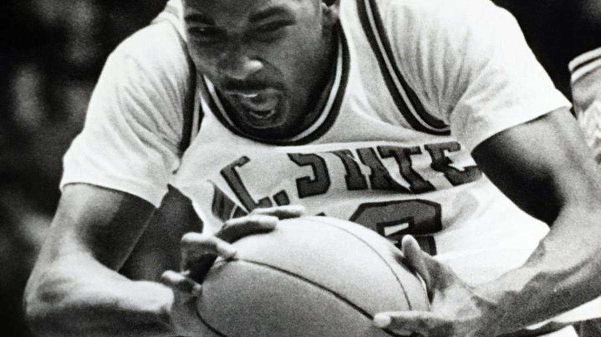 N.C. State’s Chucky Brown grabs a rebound in a 1987 game.
