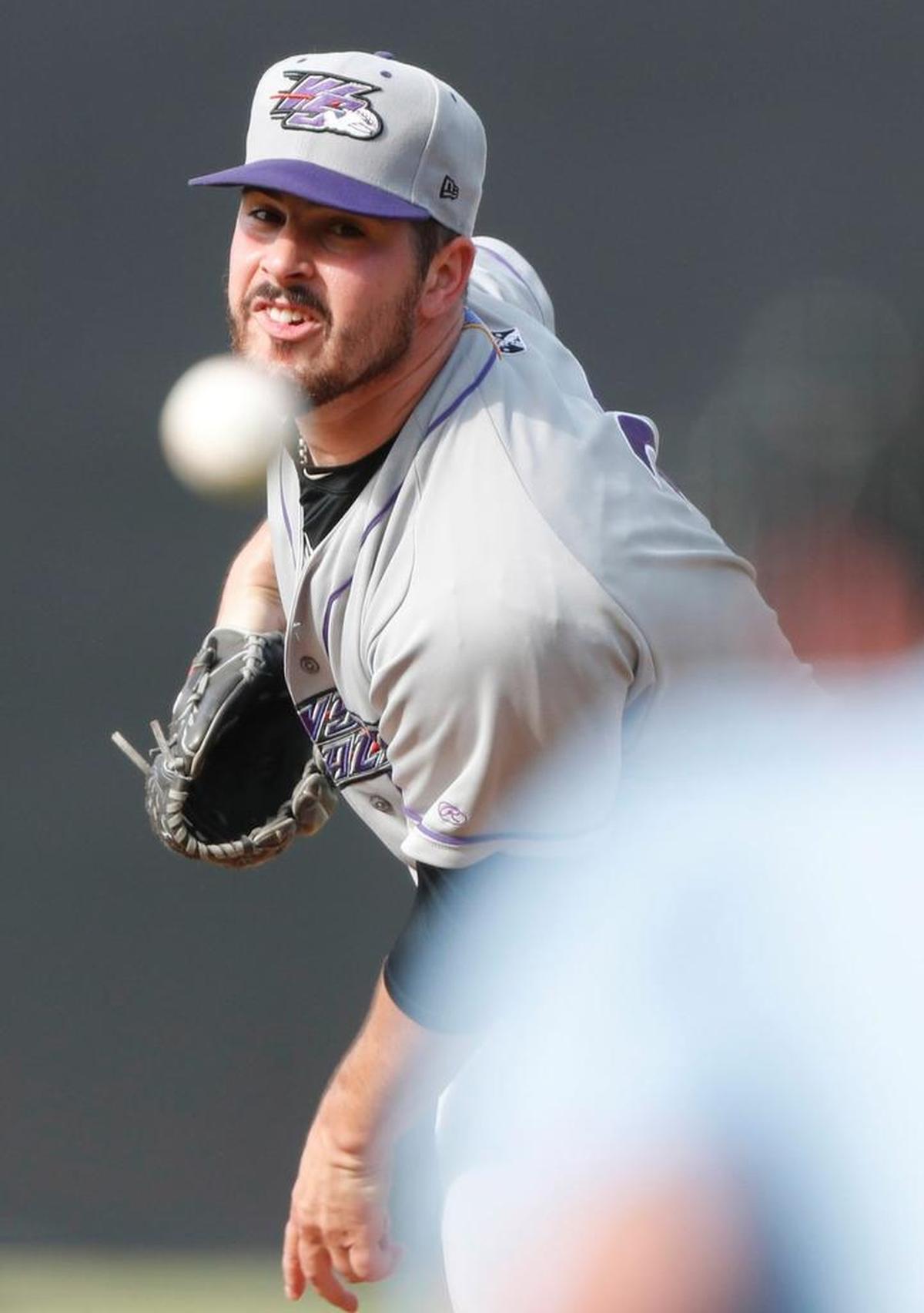 Former N.C. State pitcher Carlos Rodon pitches for Winston-Salem Dash during their game with the Carolina Mudcats at Five County Stadium in Zebulon, N.C., Tuesday, June 6, 2017.