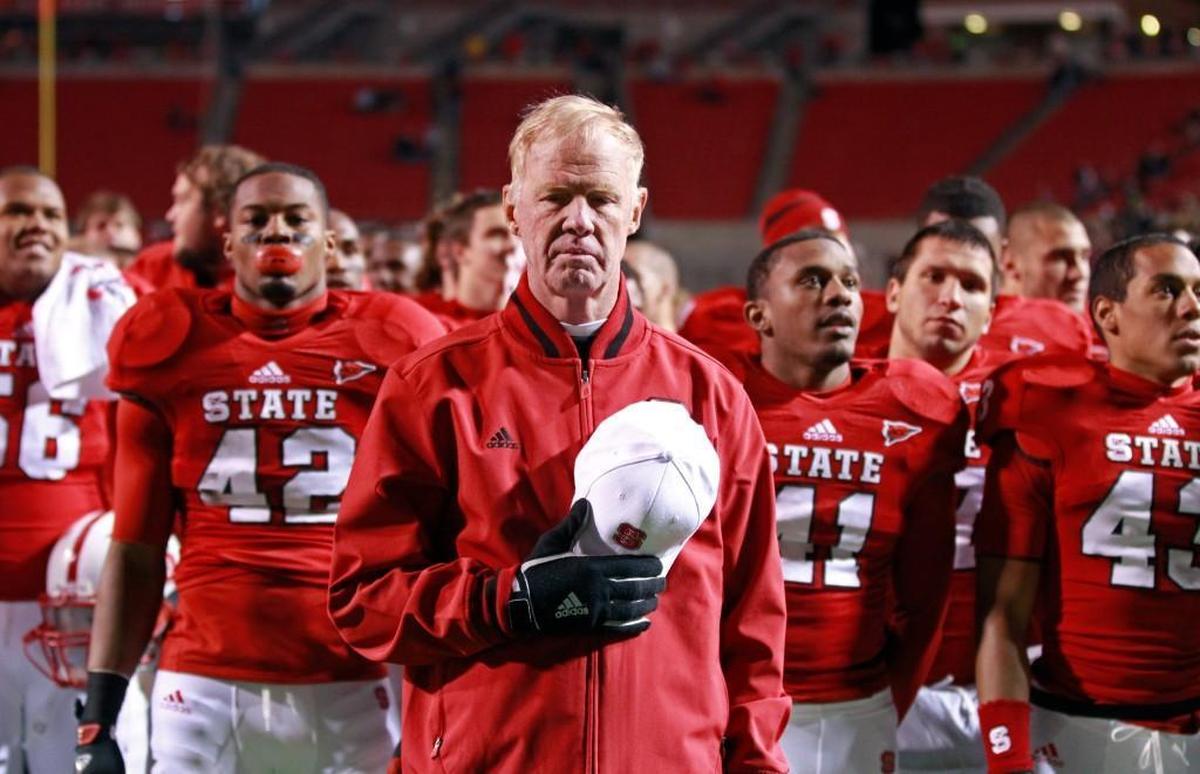 N.C. State's Tom O'Brien after the Wolfpack's 27-10 victory over Boston College on November 24, 2012, at Carter-Finley Stadium.