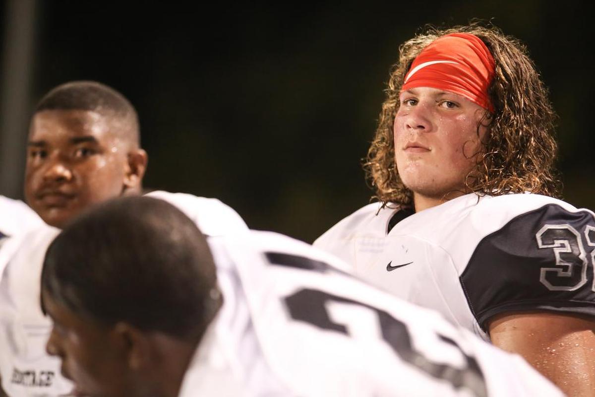 Heritage linebacker Drake Thomas (32) on the sidelines. The Heritage Huskies played football at the Millbrook Wildcats on Friday, August 31, 2018.