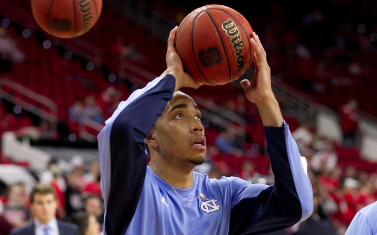 North Carolina’s Brice Johnson drives to the basket as the Tar Heels prepare for their game against N.C. State on Wednesday, February 24, 2016, at PNC Arena in Raleigh.