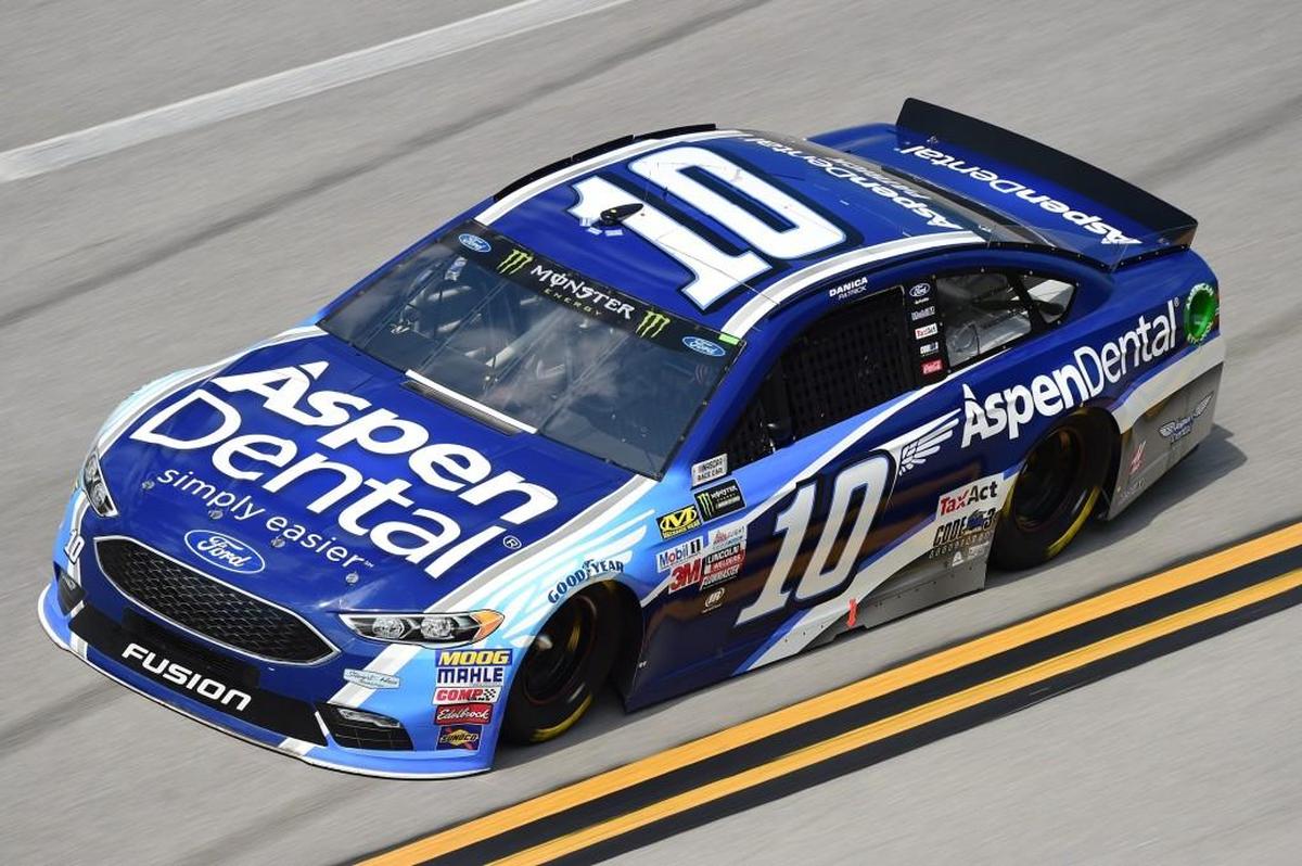 Danica Patrick, driver of the #10 Aspen Dental Ford, drives during practice for the Monster Energy NASCAR Cup Series Alabama 500 at Talladega Superspeedway on October 13, 2017 in Talladega, Alabama. (Photo by Jared C. Tilton/Getty Images)