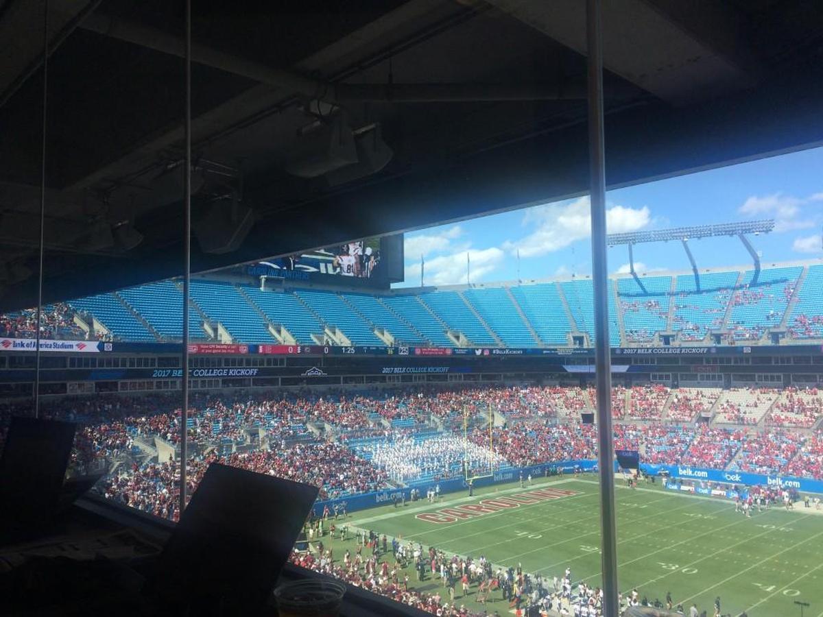 Roped off sections of empty seats during Wolfpack's game against South Carolina in the Belk College Kickoff at Bank of America Stadium in Charlotte on Sept. 2, 2017.