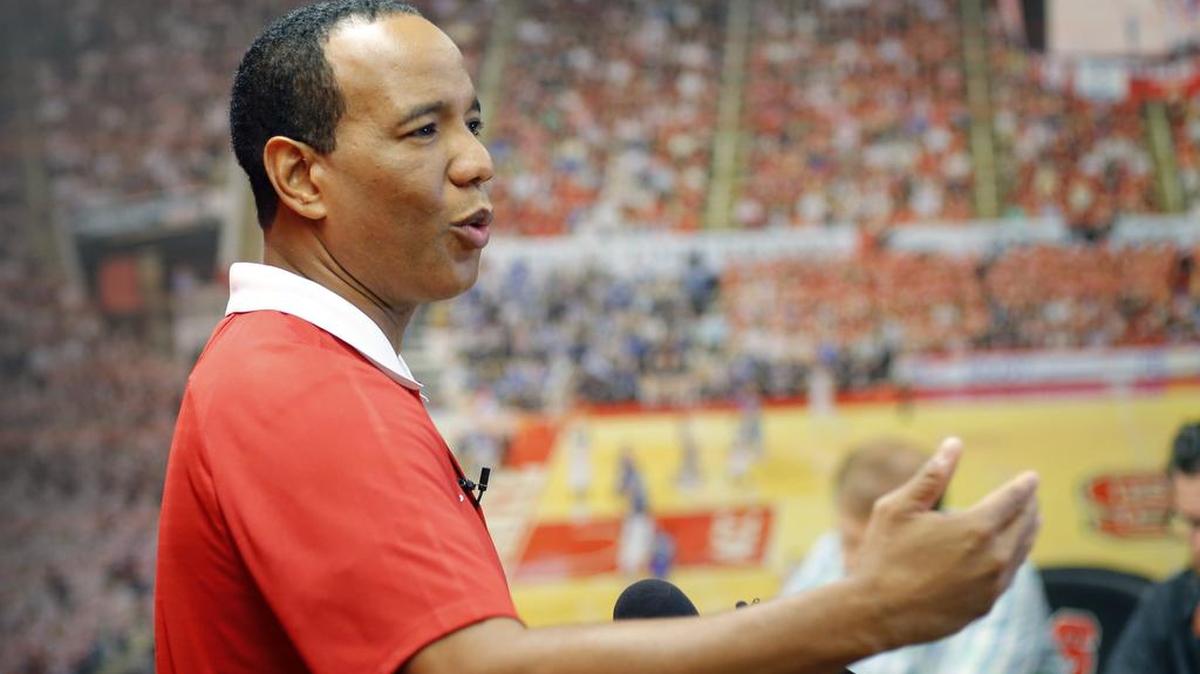 N.C. State head basketball coach Kevin Keatts speaks during a media availability at at the Dail Basketball Complex on August 1, 2017.