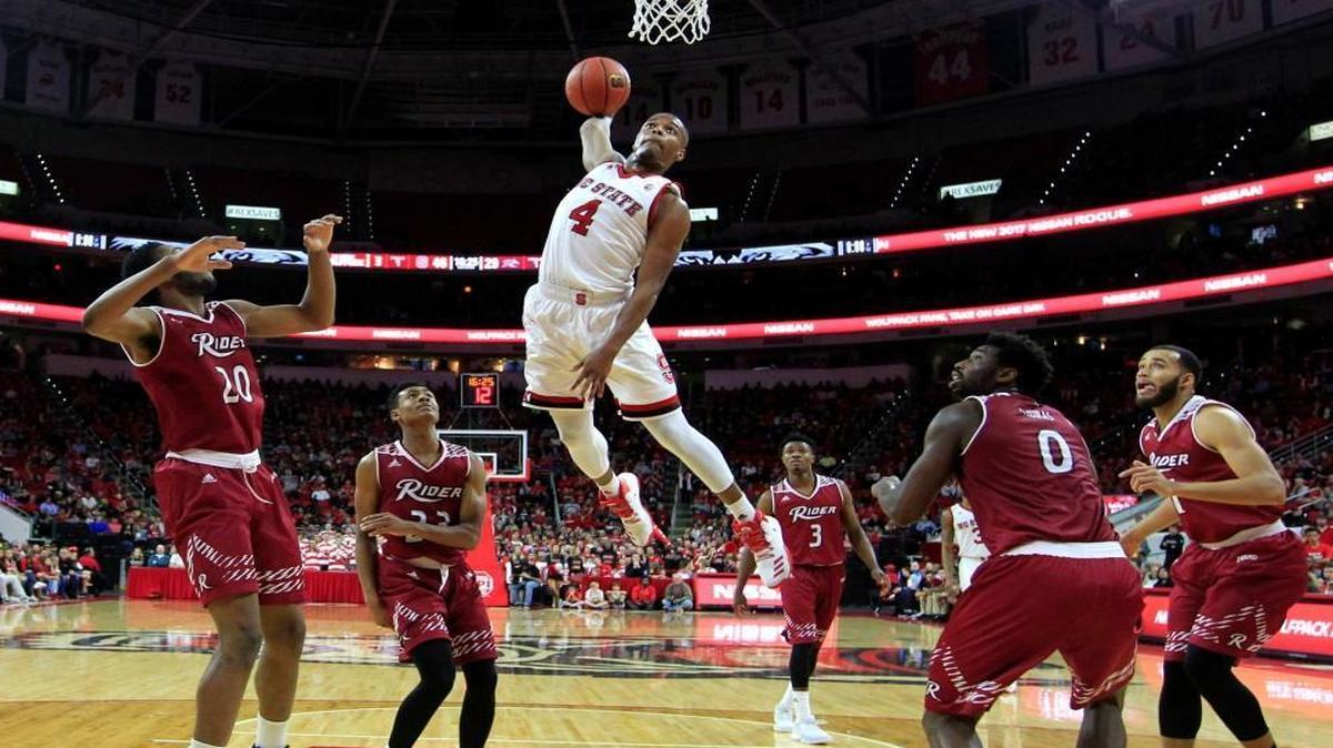 Dennis Smith Jr. goes to slam in two against Rider in December. Smith’s only college season was with a Wolfpack team that went 4-14 in the ACC.