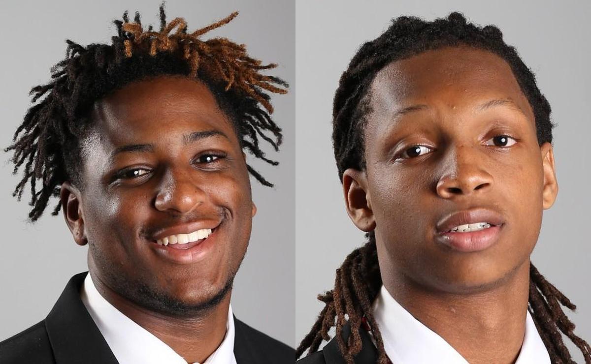 NC State freshman football players Kevince Brown, left, and Antoine Thompson were dismissed from the team after participating in an on-campus gathering on July 21, 2017 where alcohol and marijuana were present. Three other players were suspended from game play.