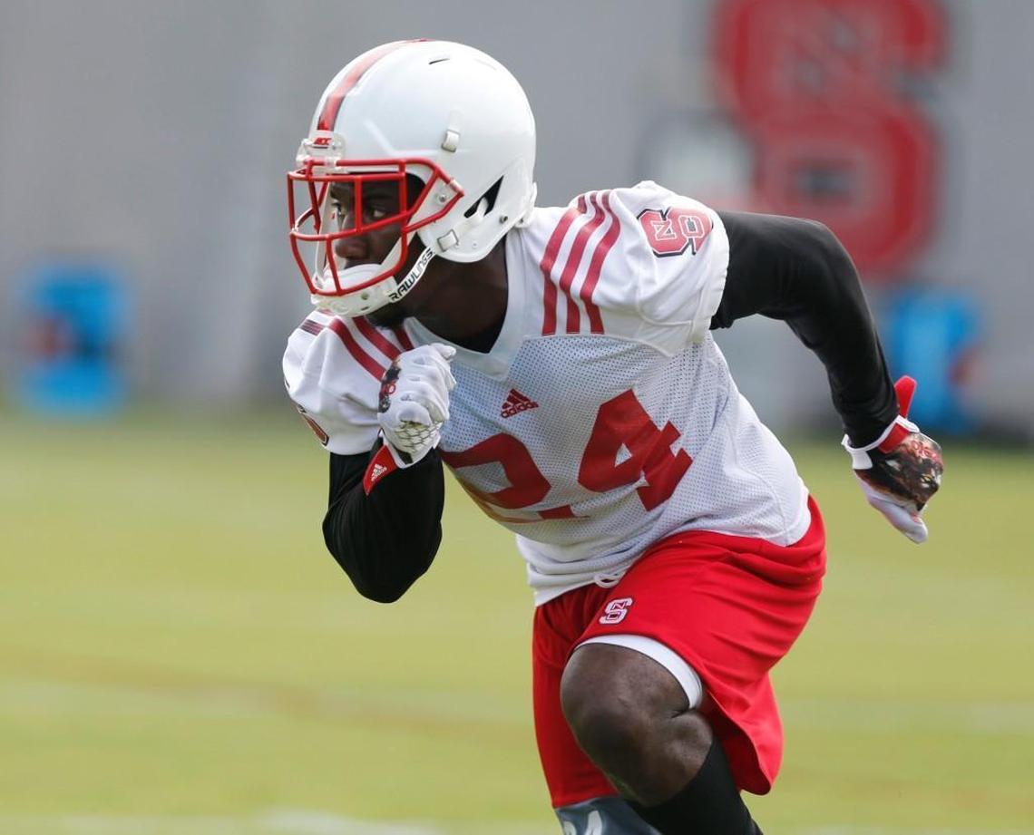 Shawn Boone runs a drill during the Wolfpack’s first practice of fall camp last season.