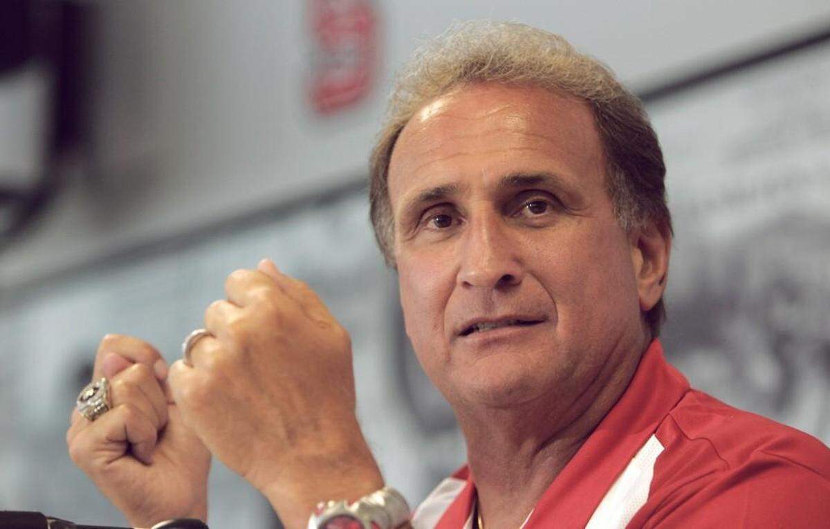 NC State football head coach Chuck Amato during a press conference at Carter-Finley Stadium in August, 2006.