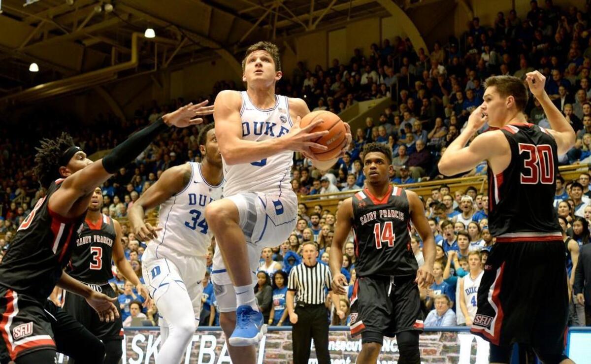 Duke guard Grayson Allen goes in for a basket against Saint Francis on Dec. 5.