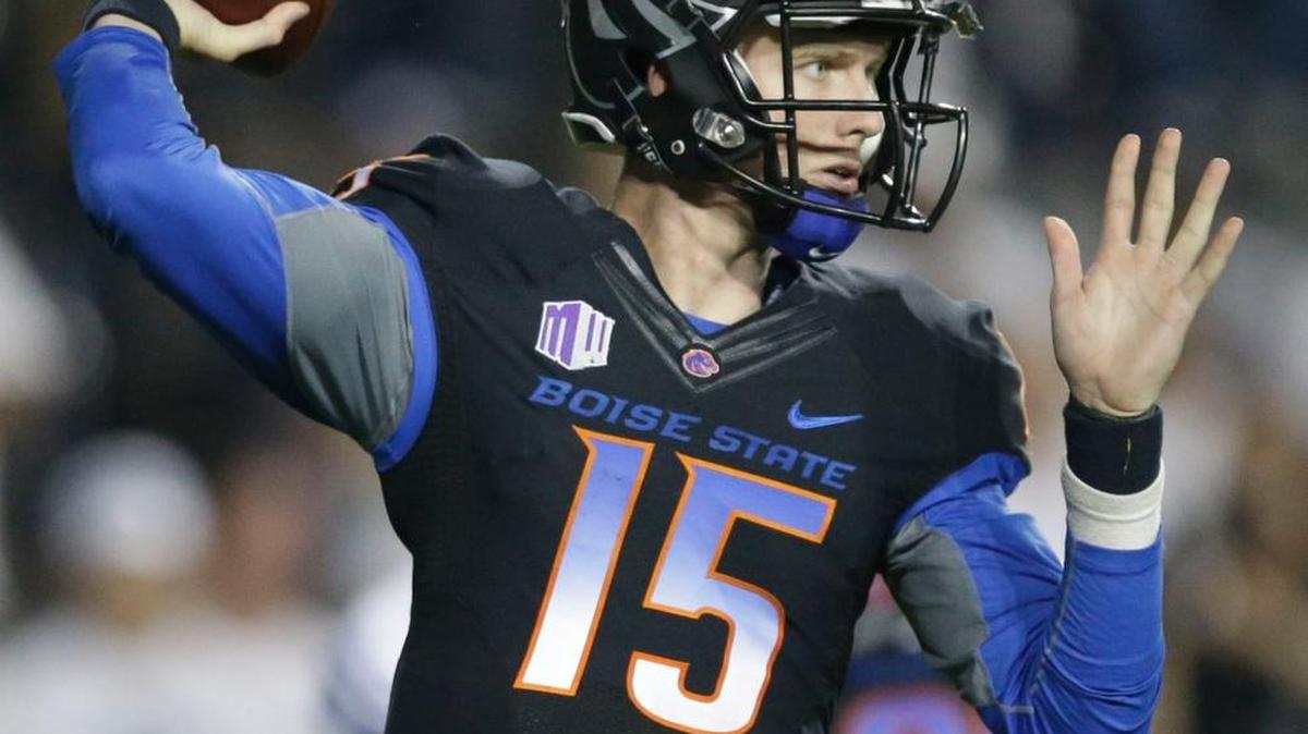 Boise State quarterback Ryan Finley (15) throws a pass in the second half during an NCAA college football game against BYU Saturday, Sept. 12, 2015, in Provo, Utah. BYU won 35-24. (AP Photo/Rick Bowmer)