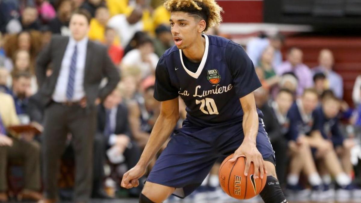 La Lumiere's Brian Bowen #20 in action against Montverde Academy in the DICK'S Sporting Goods High School National Basketball Tournament on Friday, April 1, 2016 in Queens, NY. La Lumiere won the game.