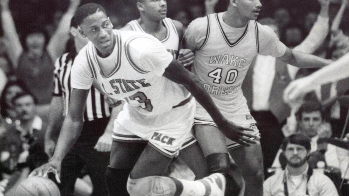 Former N.C. State basketball star Charles Shackleford, left, was found dead in Kinston on Friday, Jan. 27, 2017. Shackelford, shown March 6, 1988 in a game against Wake Forest, played for the Wolfpack 1985-88 and went on to play in the NBA.