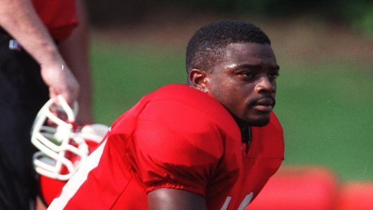 NC State's Eric Leak during 1999 football practice session.