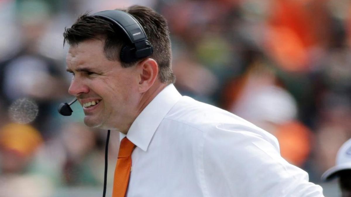 Miami head coach Al Golden watches a play during the first half against Clemson on Saturday. There was booing and a "Fire Golden" chant from the sparse crowd even before the first quarter ended, and the stands were largely empty by the midpoint of the third quarter as Clemson defeated Miami 58-0.