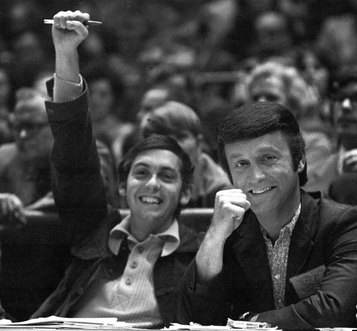 A photo from the 1972 ACC Tournament in Greensboro shows Caulton Tudor, (left), then a reporter for The Raleigh Times, and Bruce Phillips, who was then a reporter for The News & Observer.