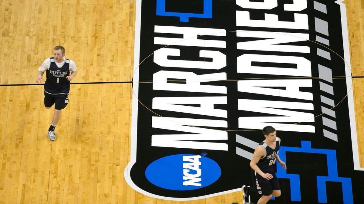 Butler’s Tyler Lewis (1) and his teammates took to the court of the PNC Center for their practice on Wednesday, March 16, 2016 in Raleigh, N.C., as they prepared for their NCAA first round game against Texas Tech.