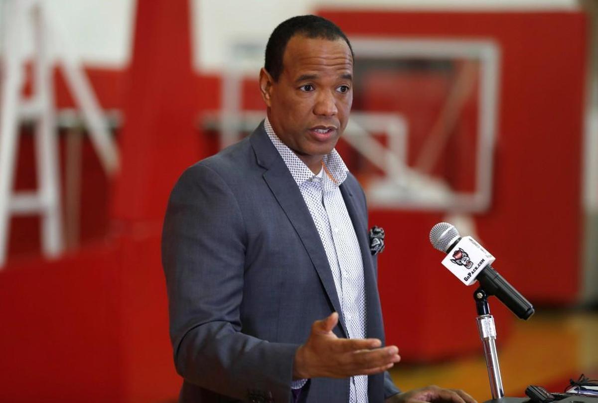 N.C. State head basketball coach Kevin Keatts speaks to the media in September. The school’s senior associate director Carrie Doyle regularly meets with the men’s basketball coaching and support staff and will continue to hold those meetings.