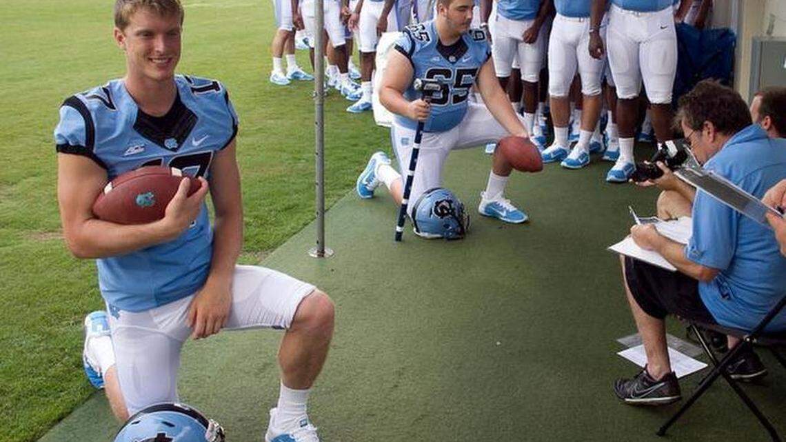 UNC wide receiver Jackson Boyer (17) poses for a photograph during the Tar Heel's "Media Day" on Saturday Aug. 2, 2014 at Kenan Stadium in Chapel Hill.