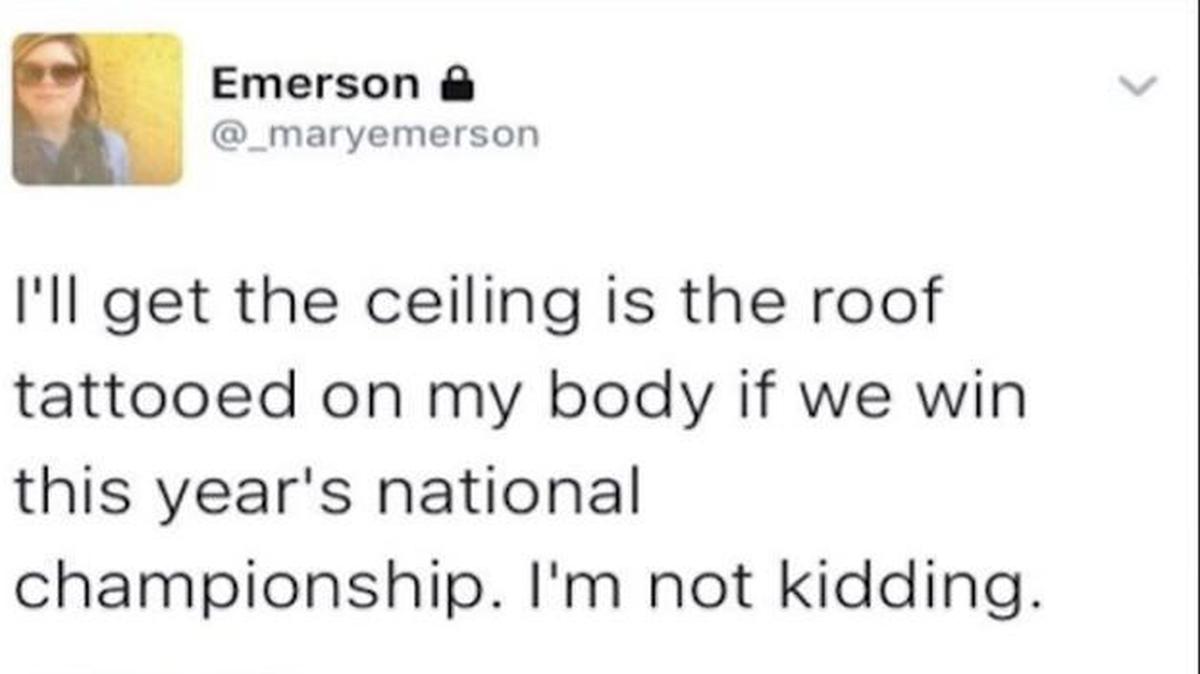 Last Friday, UNC fan Emerson Rhudy made good on a tweet she’d sent more than three weeks before UNC’s mens’ basketball team defeated Gonzaga for the 2017 national title.