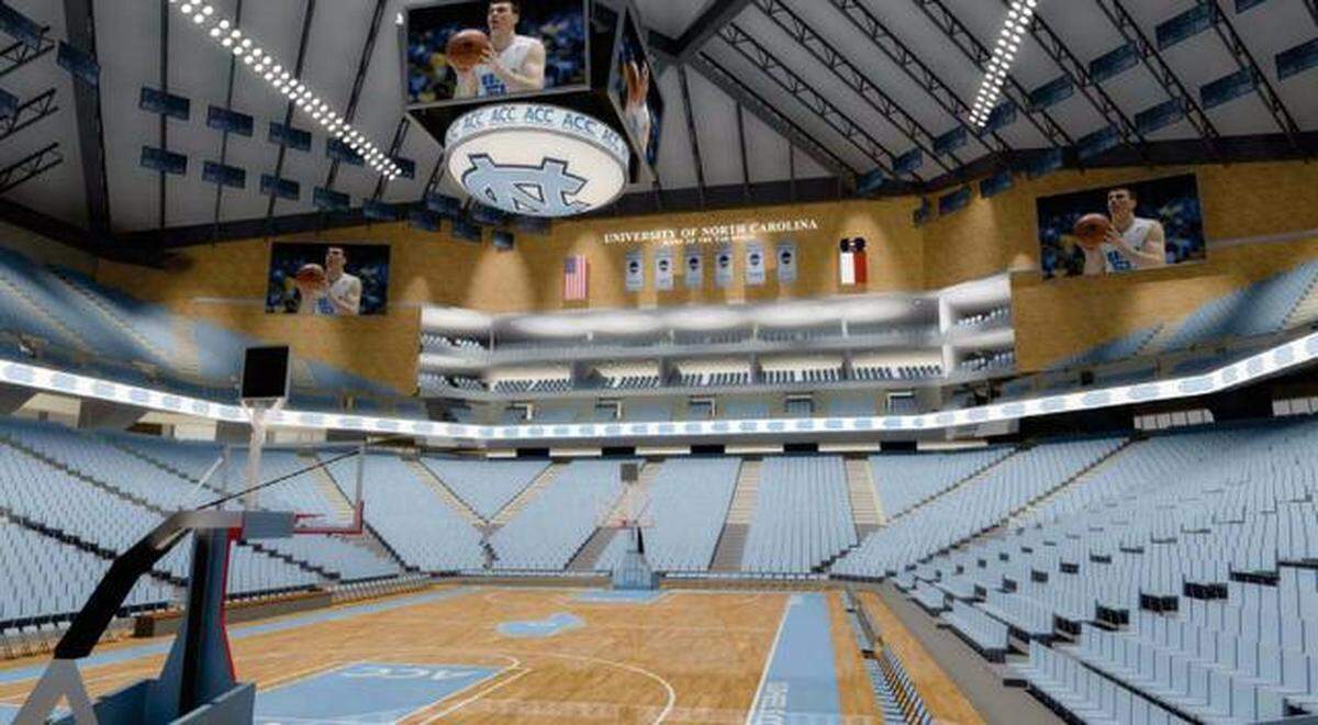A rendering of a floor view in the Smith Center received by UNC in 2013 as part of a proposed renovation of the basketball facility.