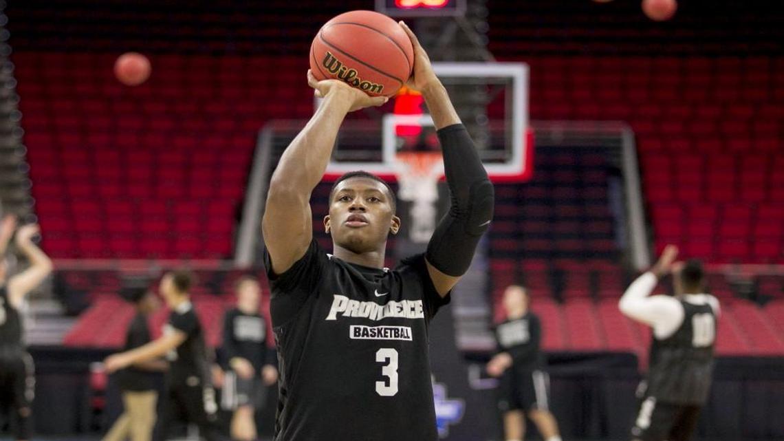 Providence’s Kris Dunn (3), a junior, is regarded as one of the top point guards in the NCAA Tournament. Dunn and his teammates worked out on Wednesday, March 16, 2016 at the PNC Arena in Raleigh, N.C., as they prepare for their game against USC.