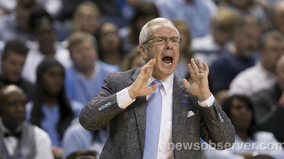 North Carolina coach Roy Williams directs his team on offense in the second half against Notre Dame on Sunday, February 5, 2017 at the Greensboro Coliseum in Greensboro, N.C.