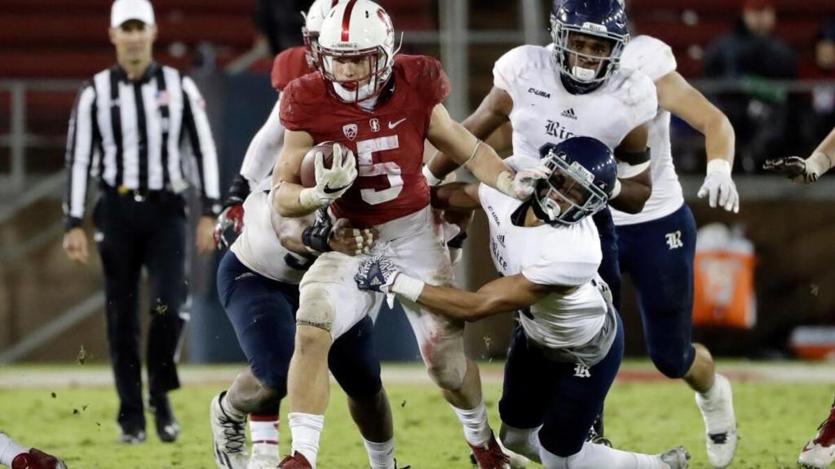 Stanford running back Christian McCaffrey (5) plays against Rice on Nov. 26 in Stanford, Calif. (AP Photo/Marcio Jose Sanchez)