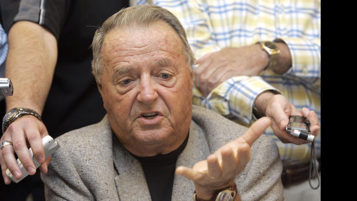 
Florida State football coach Bobby Bowden speaks to the media during the ACC Football Kickoff in Pinehurst, N.C., Monday, July 23, 2007. Florida State was forced to vacate wins in 10 sports from footbal to swimming to basketball. The NCAA put the school on on probation for four years in an academic fraud case that involved 61 athletes and three university employees in 2006 and 2007. 
