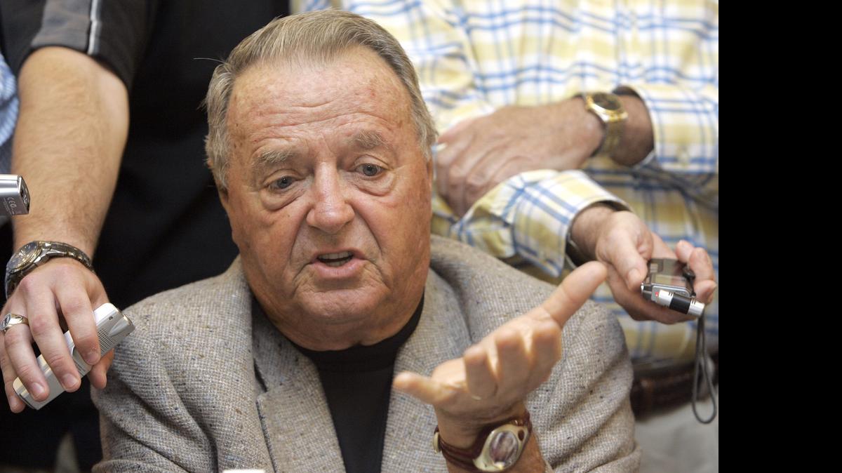 
Florida State football coach Bobby Bowden speaks to the media during the ACC Football Kickoff in Pinehurst, N.C., Monday, July 23, 2007. Florida State was forced to vacate wins in 10 sports from footbal to swimming to basketball. The NCAA put the school on on probation for four years in an academic fraud case that involved 61 athletes and three university employees in 2006 and 2007. 
