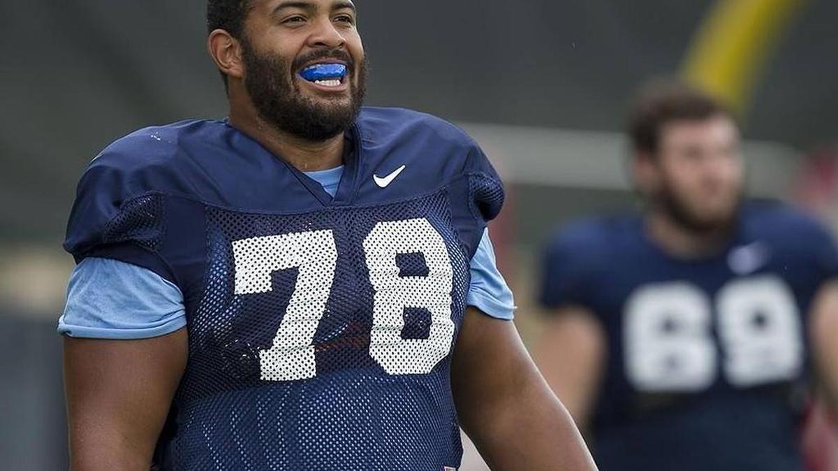 
Landon Turner, a senior offensive guard, has been forced to practice at center because of the injury situation on UNC’s offensive line.
