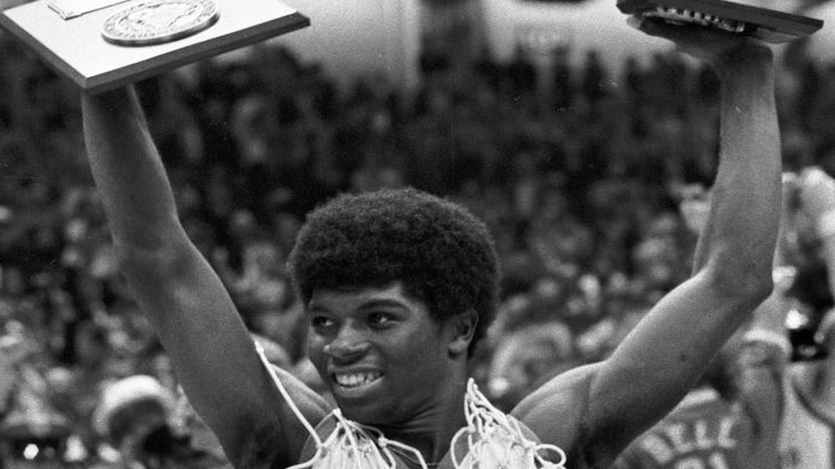 Phil Ford celebrates the Tar Heels win in the championship game of the 1975 ACC Tournament. Ford is disappointed over North Carolina’s loss of ACC and NCAA championship events in protest of House Bill 2.