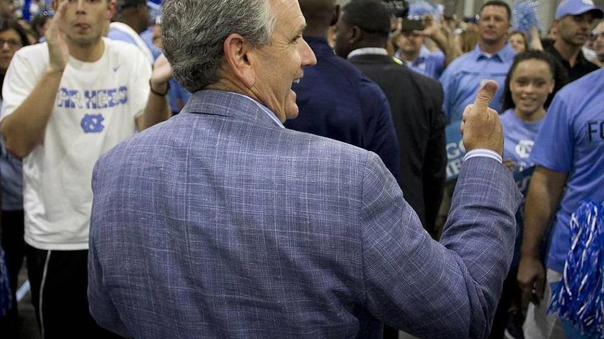 UNC athletic director Bubba Cunningham, seen here before the Tar Heels’ season-opening game against Georgia, received a raise of more than $60,000 after reportedly turning down Florida.