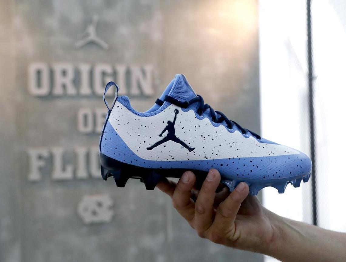 UNC football’s new uniform includes cleats with the Michael Jordan Jumpman.