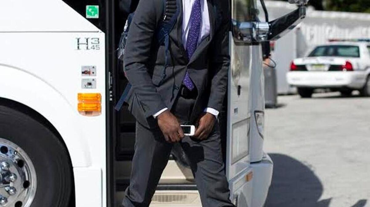 North Carolina’s Theo Pinson arrives at the Watsco Center in Coral Gables, Fla. on Saturday, January 28, 2017 wearing a boot on his right foot after sustaining an injury on Thursday against Virginia Tech. Pinson will not play on Saturday against Miami.